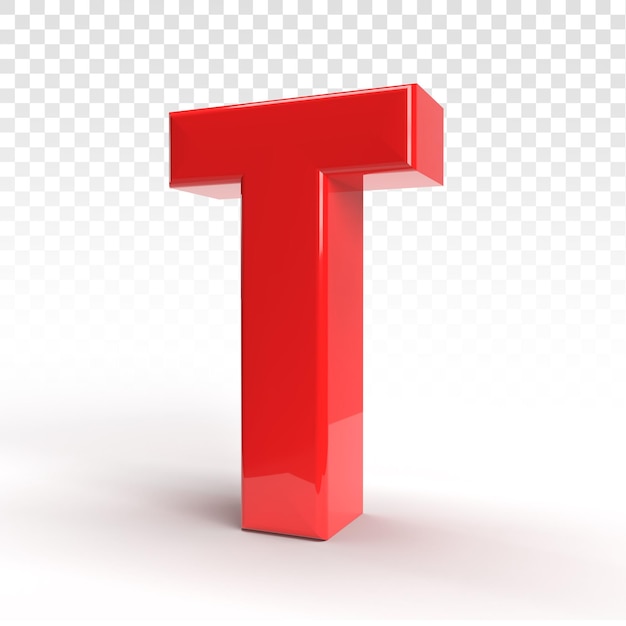 Lettera T 3d rossa