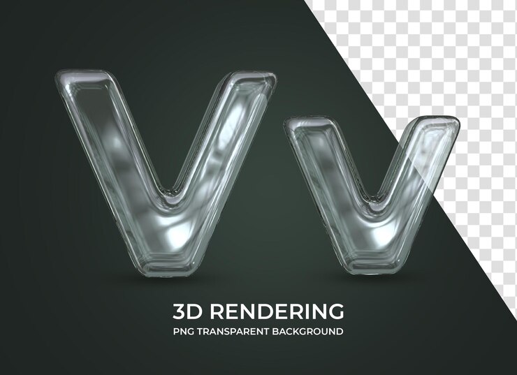 PSD lettera v rendering 3d isolato sfondo trasparente