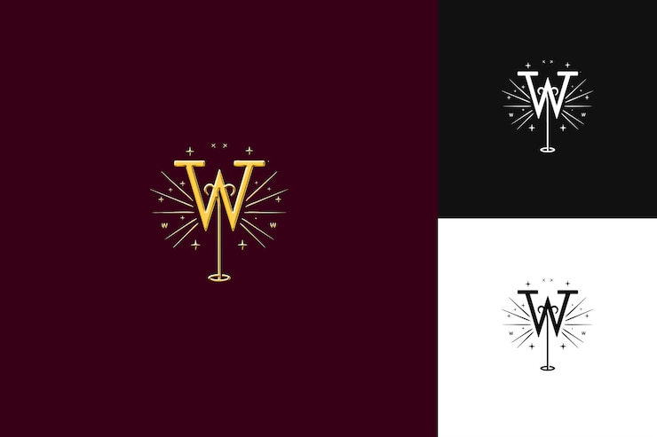 PSD lettera w con badge logo design stile con w a forma di w illustrazione logo disegni vettoriali