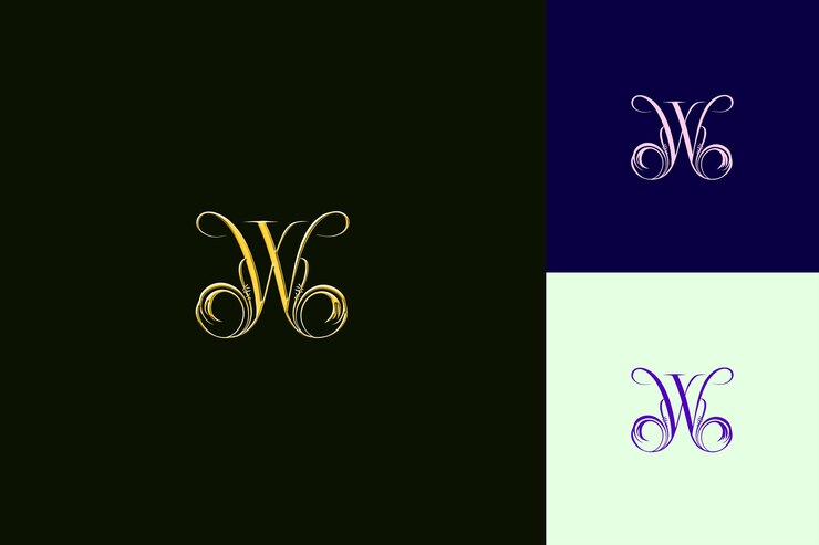 PSD lettera w con wordmark logo design style con w a forma di natura collezioni vettoriali astratte