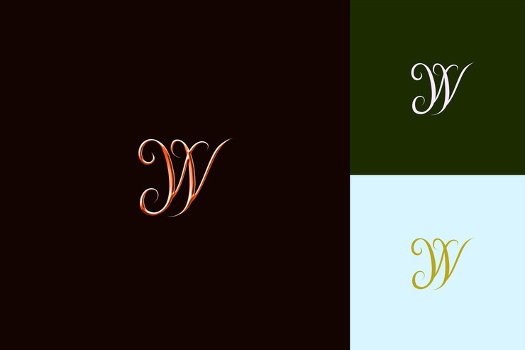 PSD lettera w con wordmark logo design style con w a forma di natura collezioni vettoriali astratte