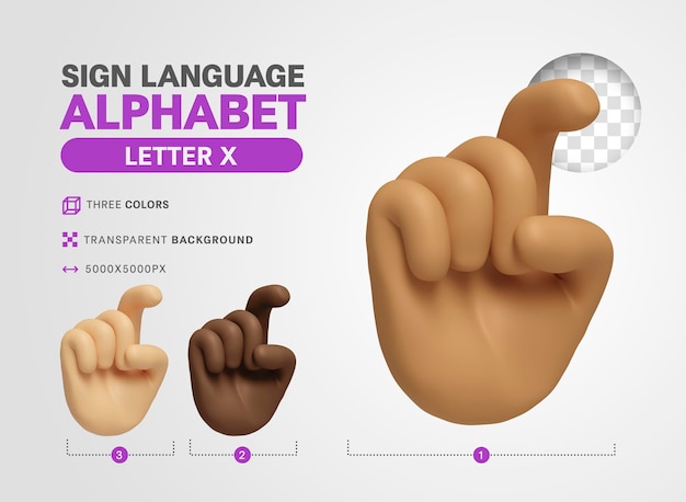 Lettera X in lingua americana segno alfabeto 3d rendering cartone animato