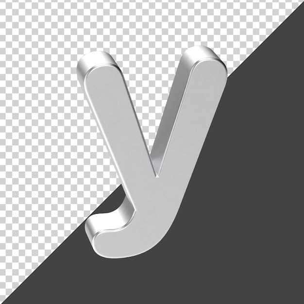lettera y fatta di argento nel rendering 3d lettera realistica 3d y
