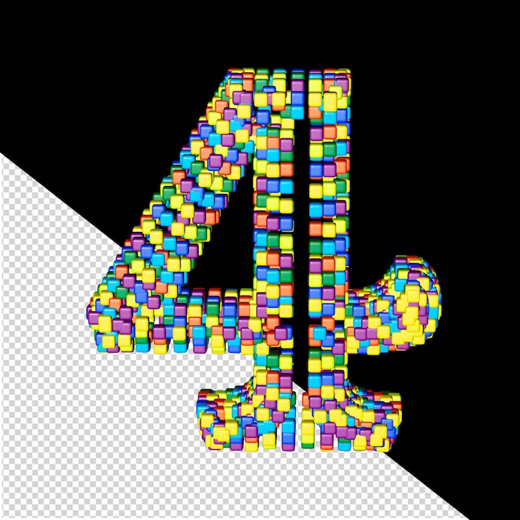 PSD lettere colorate da piccoli cubi numero 4
