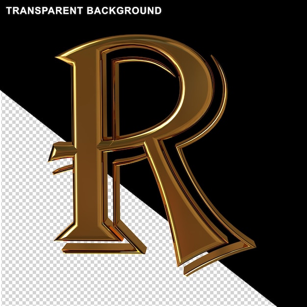 Lettere d'oro vista frontale.3d lettera r