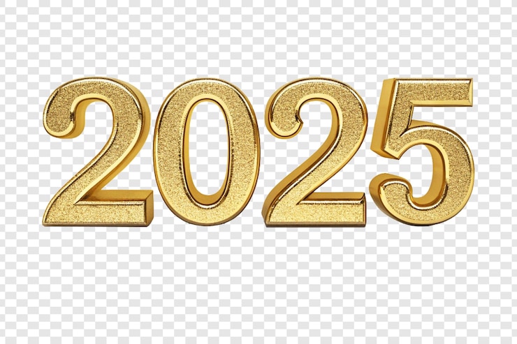 PSD lettere dorata 2025 con finitura riflettente