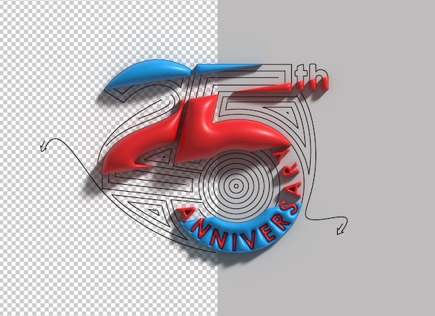 Lettering 25° anniversario 3d Line Art Design carattere Psd trasparente