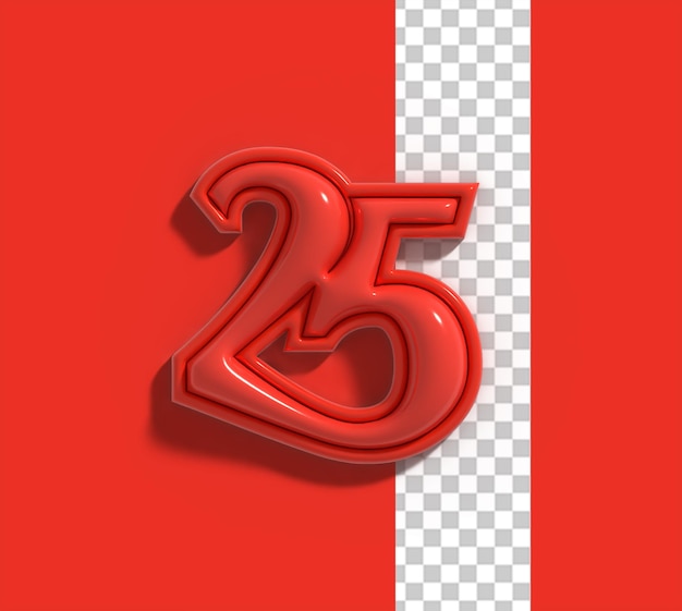 Lettering 25° anniversario 3d Line Art Design carattere Psd trasparente