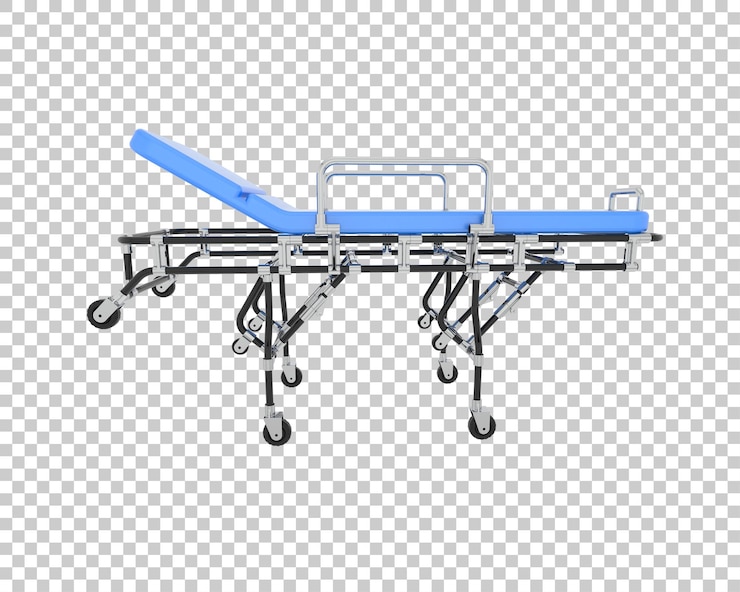 PSD letto d'ospedale isolato sullo sfondo illustrazione di rendering 3d