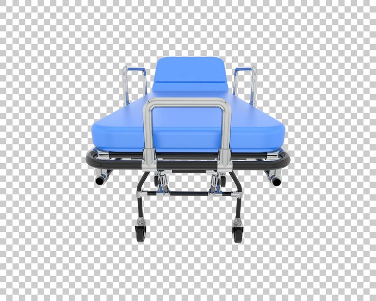 PSD letto d'ospedale isolato sullo sfondo illustrazione di rendering 3d