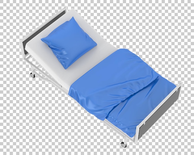 Letto d'ospedale su sfondo trasparente 3d rendering illustrazione