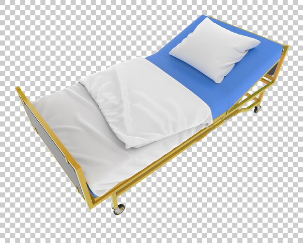 Letto d'ospedale su sfondo trasparente 3d rendering illustrazione