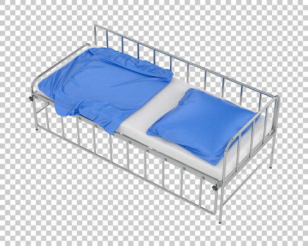 Letto d'ospedale su sfondo trasparente 3d rendering illustrazione