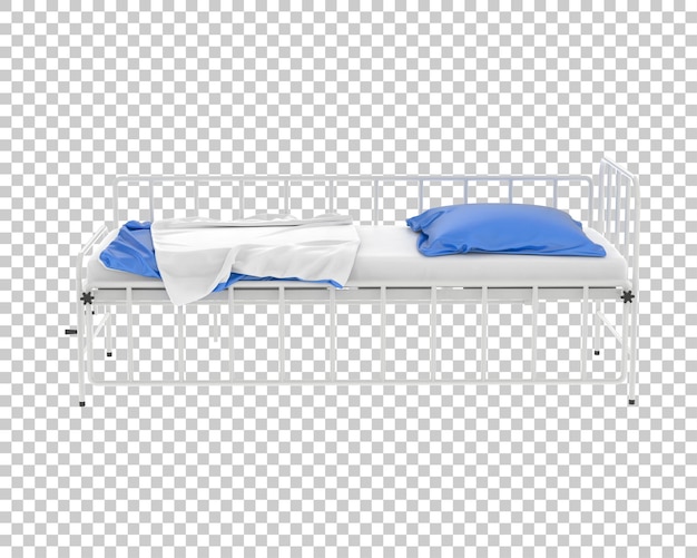 Letto d'ospedale su sfondo trasparente 3d rendering illustrazione