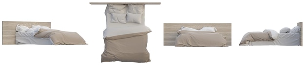 Letto di rendering 3D con sfondo trasparente