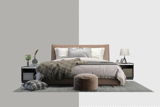 Letto isometrico nel rendering 3d