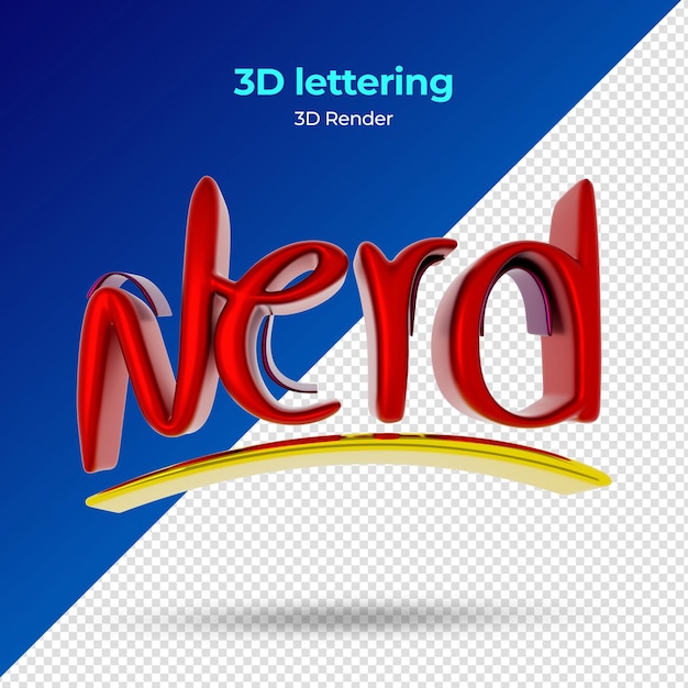 PSD lettrage 3d du mot nerd