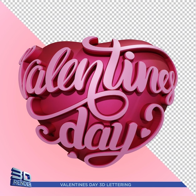 Lettrage 3d De La Saint-valentin Avec Composition De Coeur