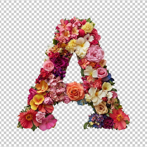 Une lettre 3D 39A39 fabriquée à partir de fleurs colorées placées sur un fond blanc