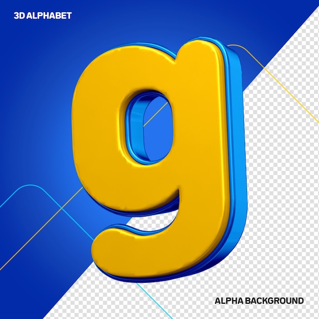 PSD lettre de l'alphabet 3d g jaune avec bleu