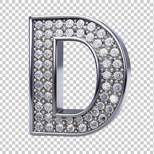 PSD lettre d de l'alphabet en diamant sur fond transparent