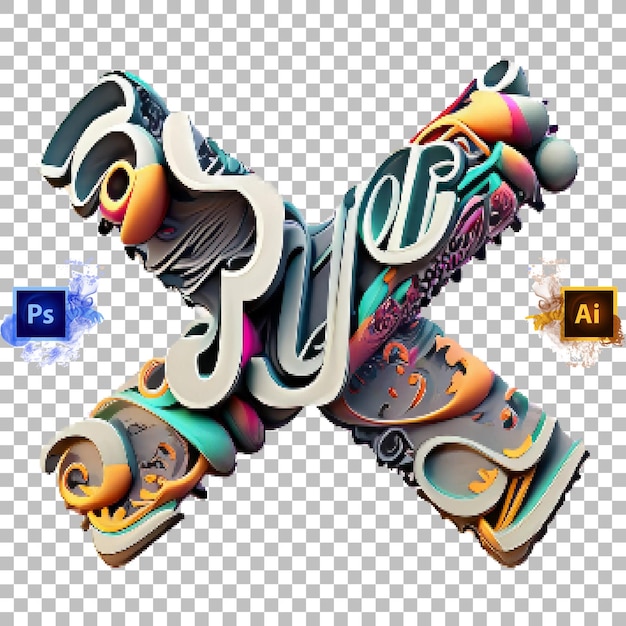 PSD lettre de l'alphabet élégante de a à z, conception de lettre 3d trippy x