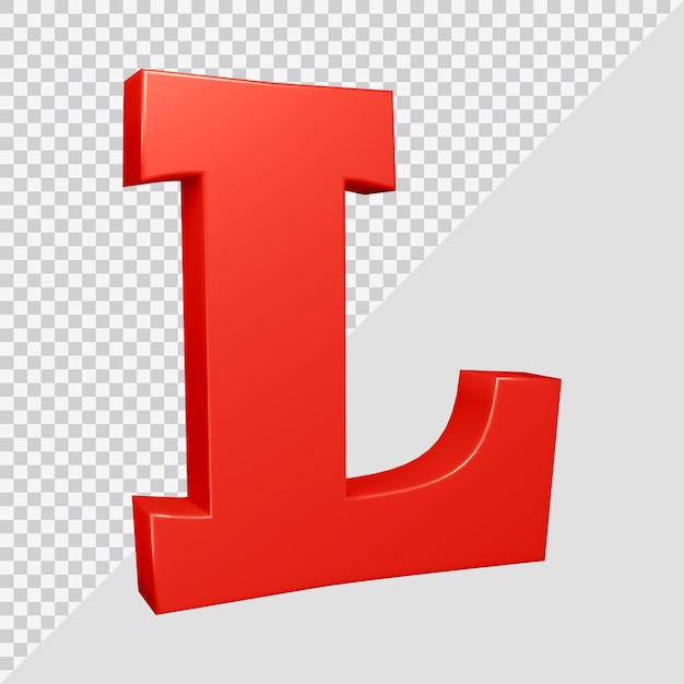 Lettre de l'alphabet l rendu 3D