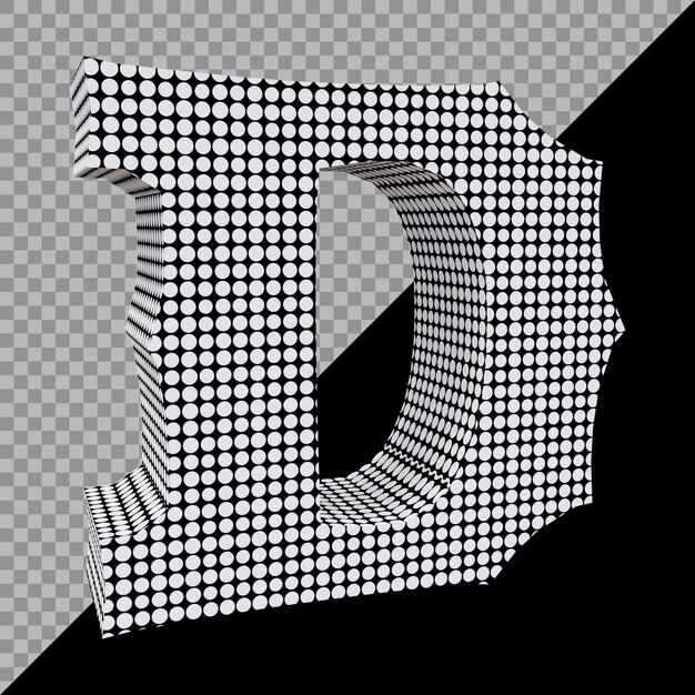 PSD lettre de l'alphabet d rendu 3d