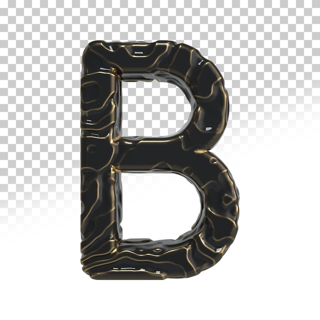 PSD lettre b style de rendu 3d sombre et doré