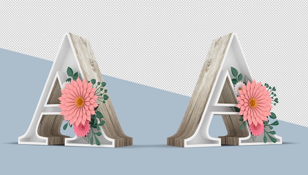 Lettre en bois avec décoration florale colorée