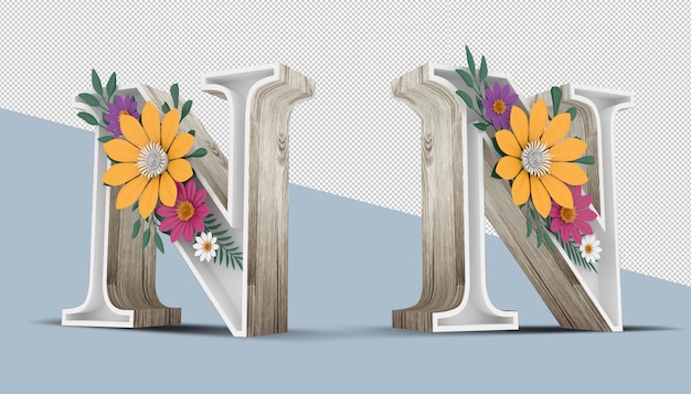 Lettre en bois avec décoration florale colorée