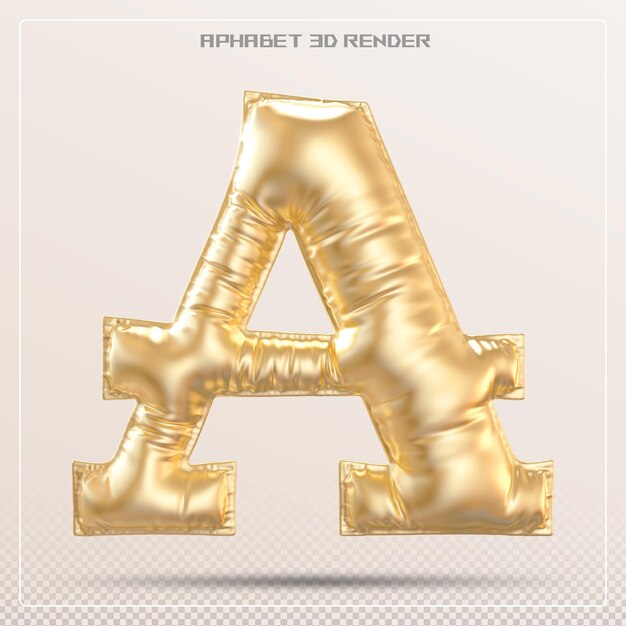 Lettre bulle Une police d'or Alphabet rendu en 3D