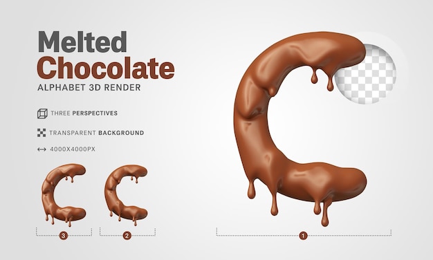 Lettre C En Chocolat Fondu Rendu 3d Pour Les Compositions De Pâques