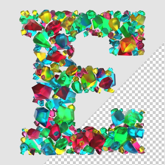 Lettre de diamant de rendu 3D isolé E