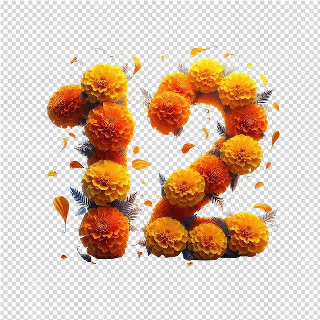 PSD une lettre est écrite avec des fleurs d'orange
