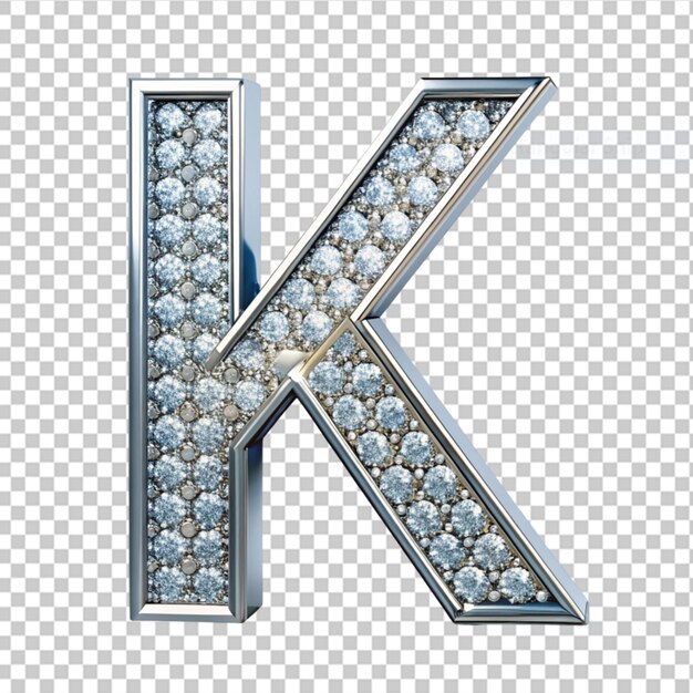 PSD la lettre k de l'alphabet en diamant sur un fond transparent