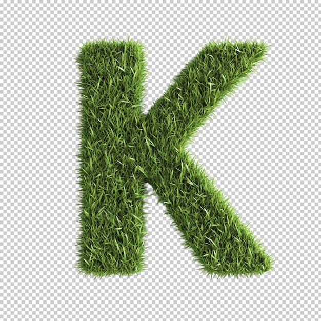 Lettre K de l'alphabet de l'herbe sur un fond transparent