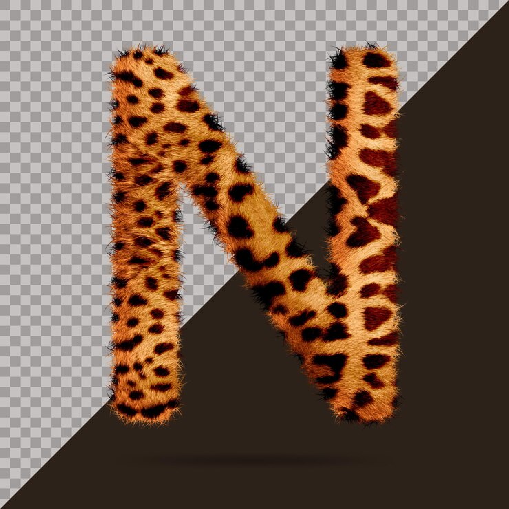 PSD lettre n avec fourrure 3d réaliste