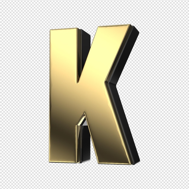 Lettre d'or k avec un fond transparent