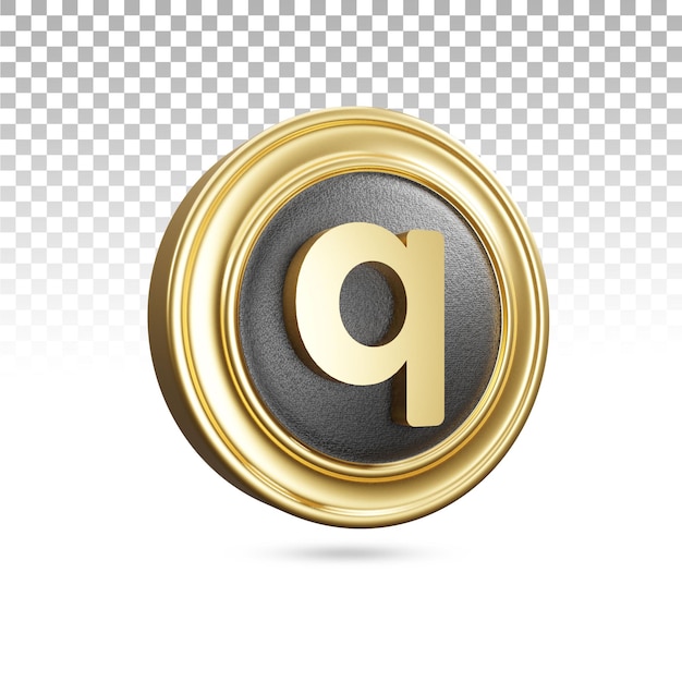 Lettre Q D'or Minuscule En Rendu 3d