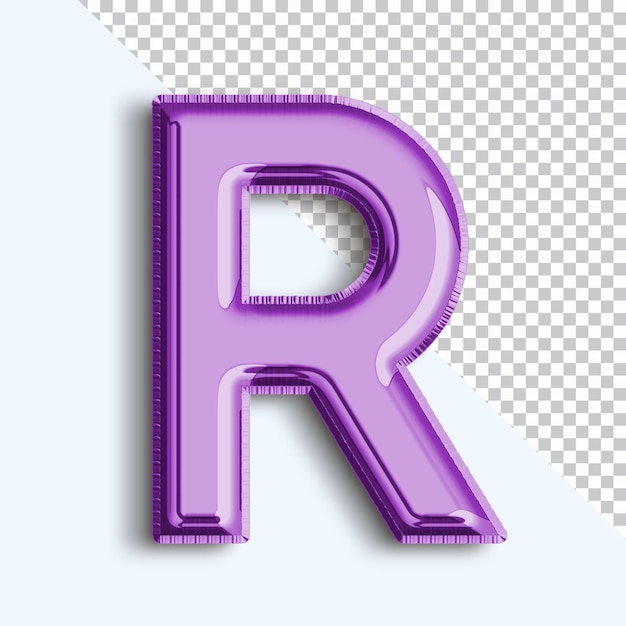 Lettre R rendu 3d ballon en feuille métallique sur fond transparent png