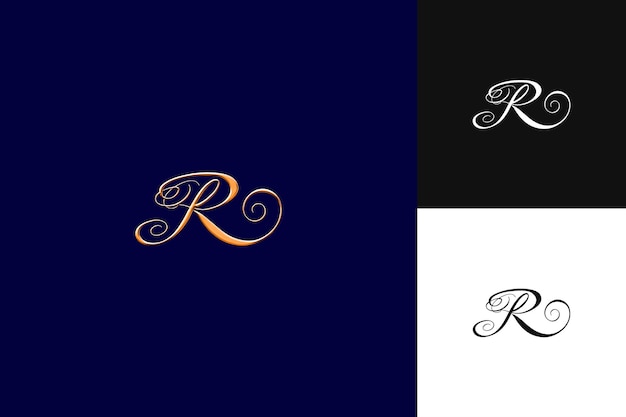 Lettre R avec signature Style de conception du logo Avec R en forme d'illustration Designes vectoriels du logo