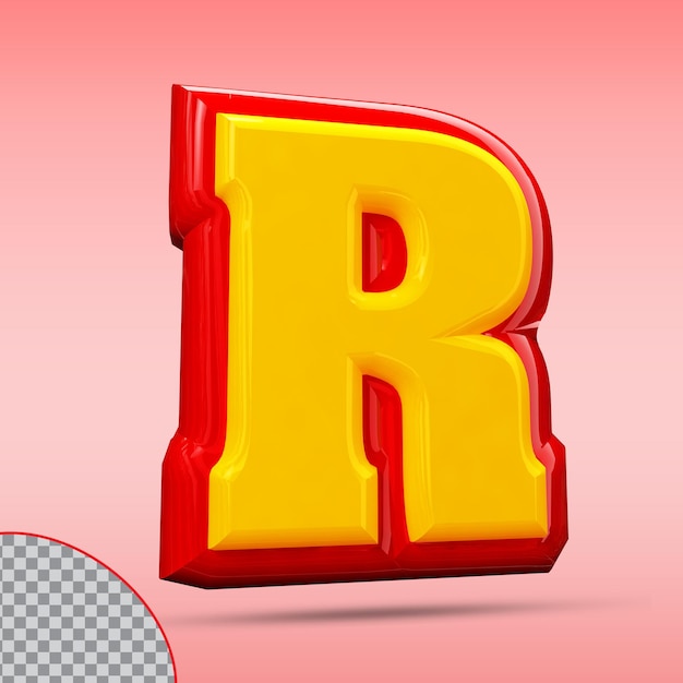 PSD lettre r style 3d couleur rouge et or