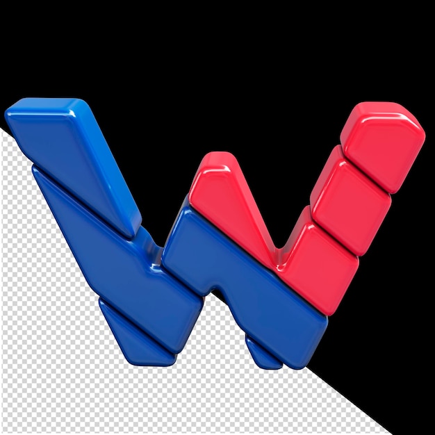 Lettre De Symbole 3d En Plastique Rouge Et Bleu W