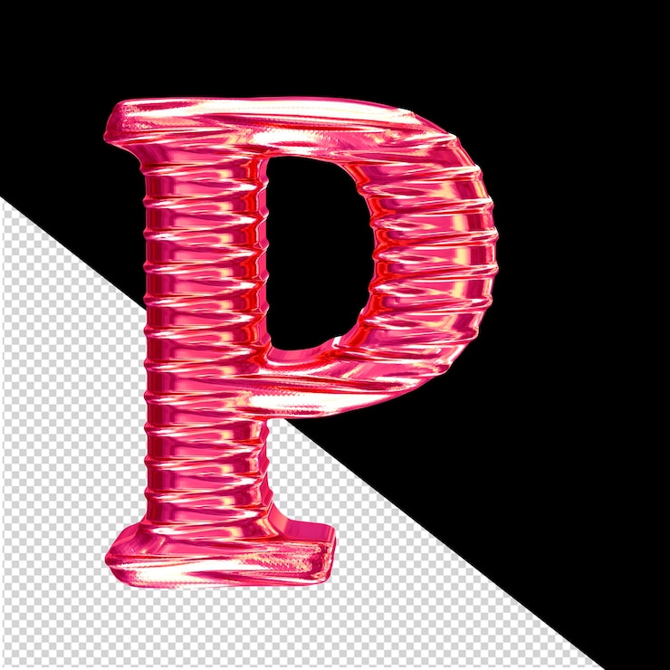 PSD lettre de symbole 3d rose cannelée p