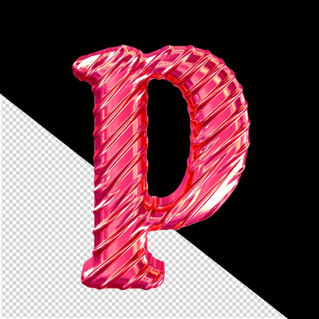 PSD lettre de symbole 3d rose côtelé p