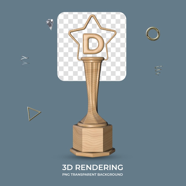 PSD lettre d trophée en bois rendu 3d fond transparent