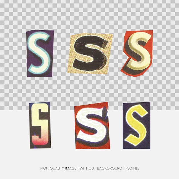 PSD lettre vintage s