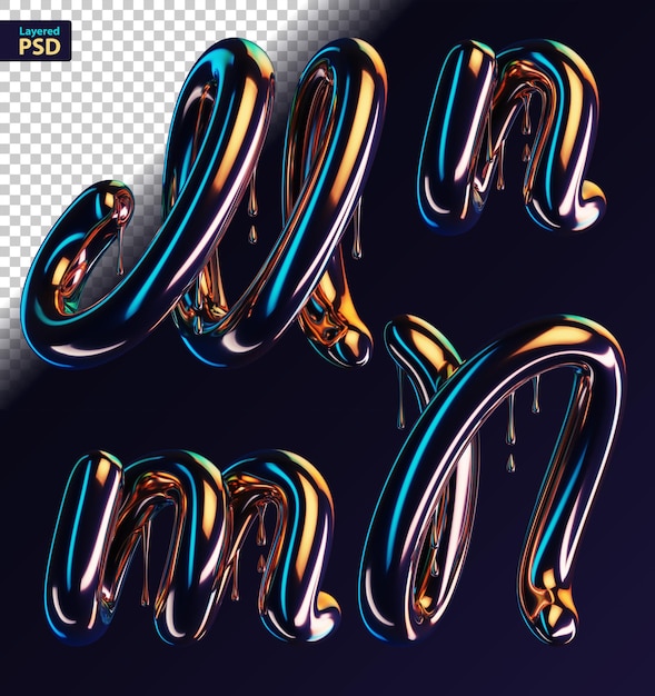 PSD lettres 3d sombres dégoulinant