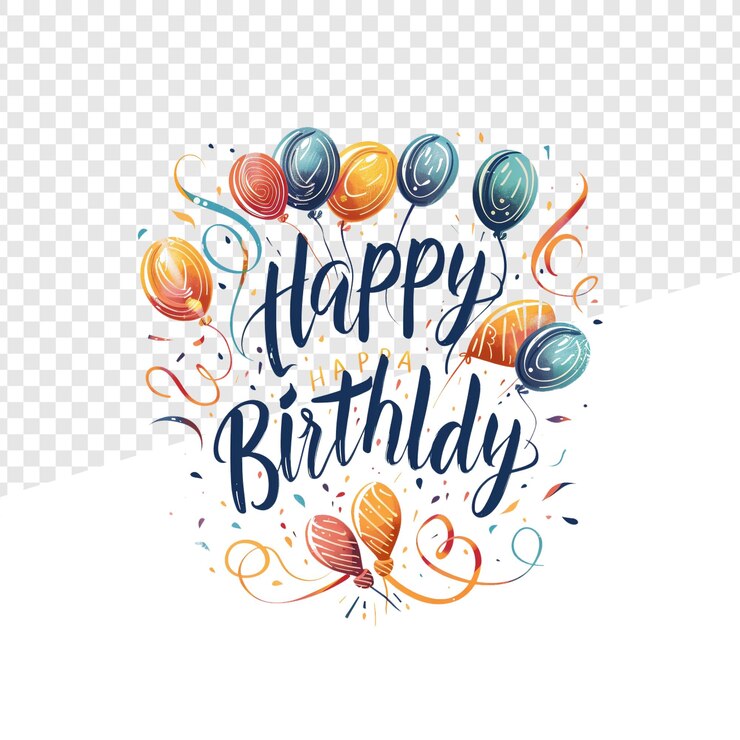 PSD lettres d'anniversaire heureux isolées sur un fond transparent